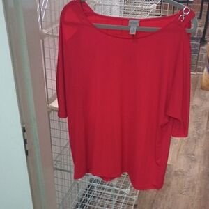 Chico's Red Blouse with Silver Accents